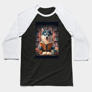 Bookworm Siberian husky Baseball T-Shirt